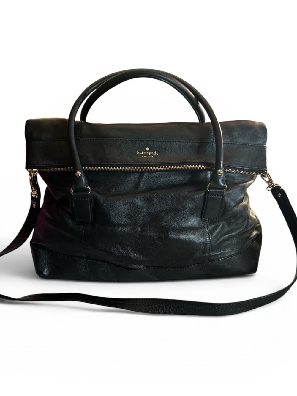 Kate Spade Fremont
Place Carmen Black Leather Slouchy Crossbody Satchel Tote